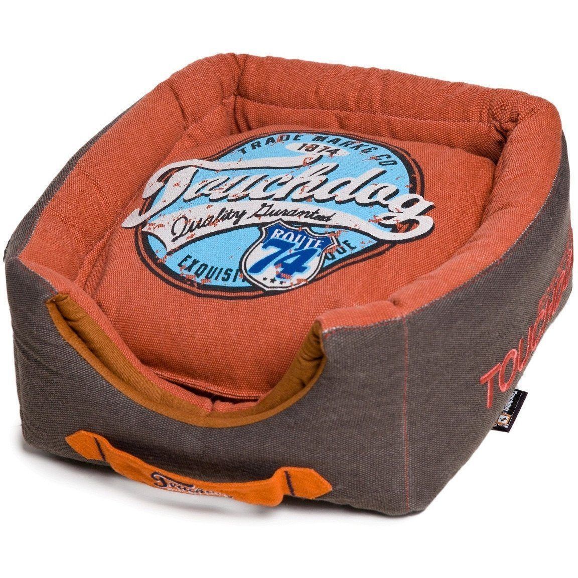 Touchdog ® 'Vintage Squared' 2-in-1 Convertible and Collapsible Dog and Cat Bed Grenadine, Dark Brown 