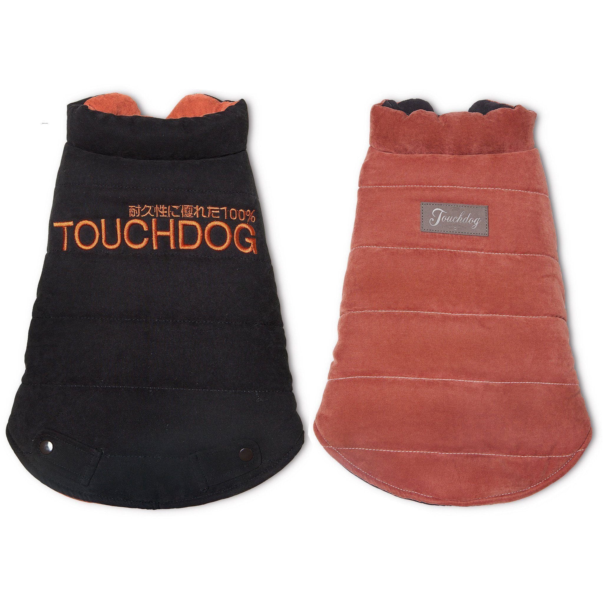 Touchdog ® Waggin Swag Ultra-Plush Insulated and Reversible Dog Coat X-Small Brown / Orange