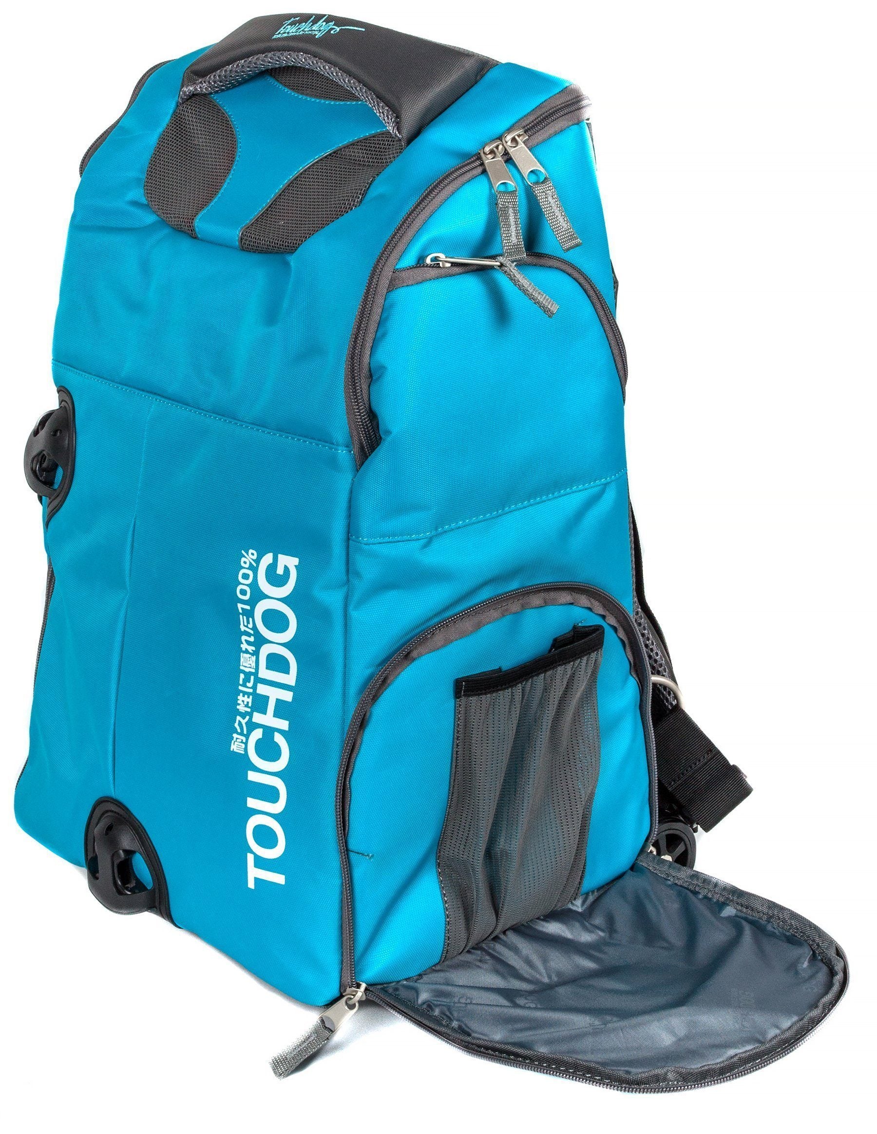 Touchdog ® 'Wuffle Duffle' 2-in-1 Wheeled Backpack Sporty Pet Carrier  