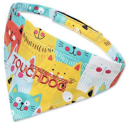 Touchdog ®'Head-Popper' Fashion Designer Printed Hook-and-Loop Dog Bandana Yellow Small