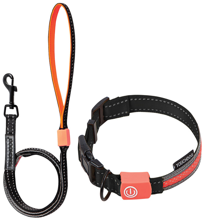 Touchdog ®'Lumiglow' 2-in-1 USB Charging LED Lighting Water-Resistant Dog Leash and Collar