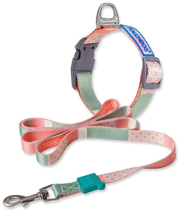 Touchdog ®'Trendzy' 2-in-1 Matching Fashion Designer Printed Dog Leash and Collar Pink, Purple Small