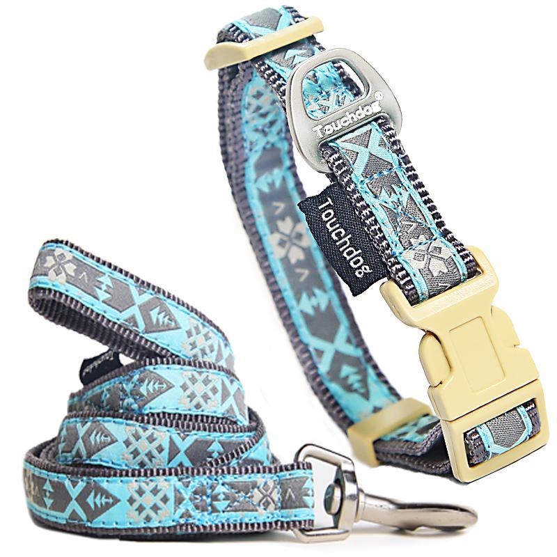 Touchdog 'Shape Patterned' Tough Stitched Embroidered Collar and Leash  