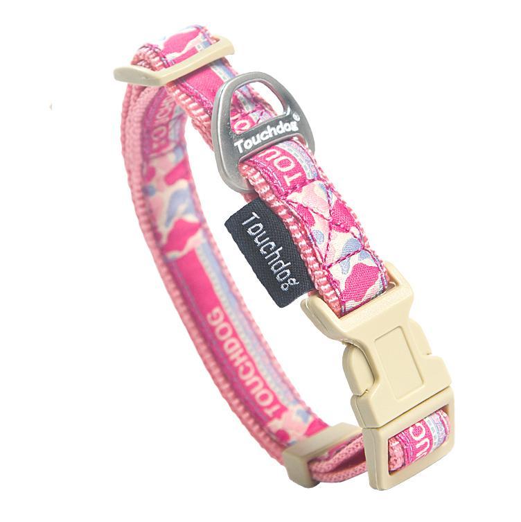 Touchdog Tough Stitched Durable Embroidered Collar and Leash - Pink Medium 