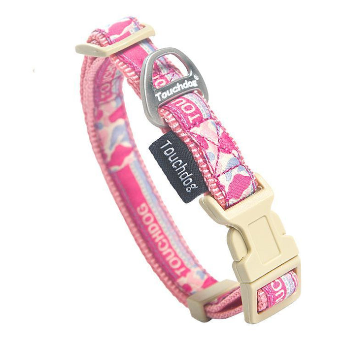 Touchdog Tough Stitched Durable Embroidered Collar and Leash - Pink