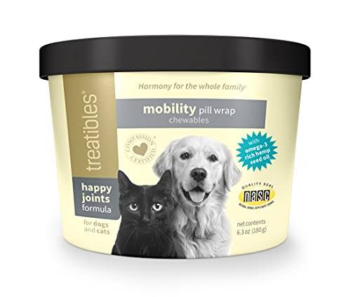 Treatibles Canine/FelineMobility Pill Wraps (60 ct) Dog and Cat Soft Chew Treats - 6.3 oz Cup  