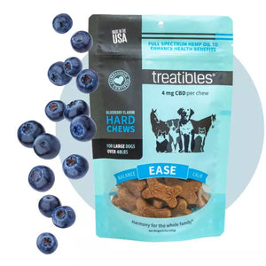 Treatibles Full Size Large Blueberry Hard Chews 4mg (45 ct) Hard Chew Dog Supplements -...