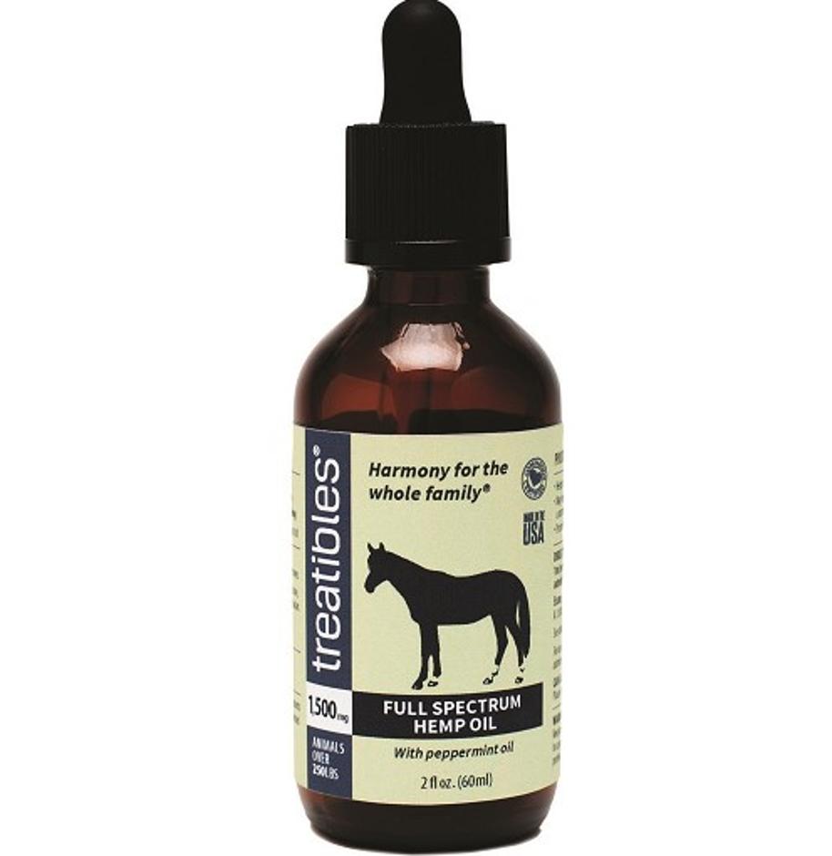 Treatibles Full Spectrum Hemp Oil Dropper Bottle with Peppermint 1500mg Dog and Cat Health Supplements - 2 fl oz. Dropper  