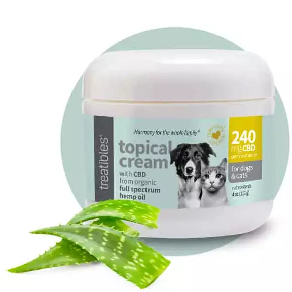 Treatibles Full Spectrum Hemp Oil Topical Cream Canine & Feline 240mg Dog and Cat Health Supplements - 4 oz Jar  