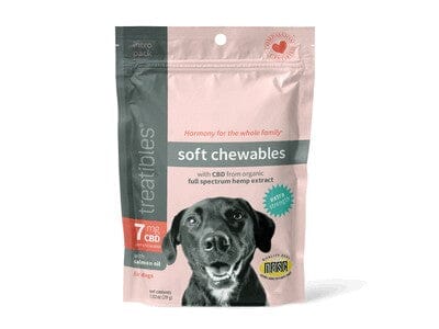 Treatibles Introductory Size Canine Extra Strength Soft Chews (12 ct) Pouch 7mg CBD Soft Chew Dog Supplement  