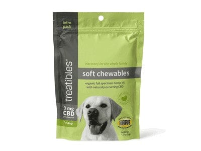 Treatibles Introductory Size Canine Soft Chews (12 ct) Pouch 3mg CBD Soft Chew Dog Supplement  