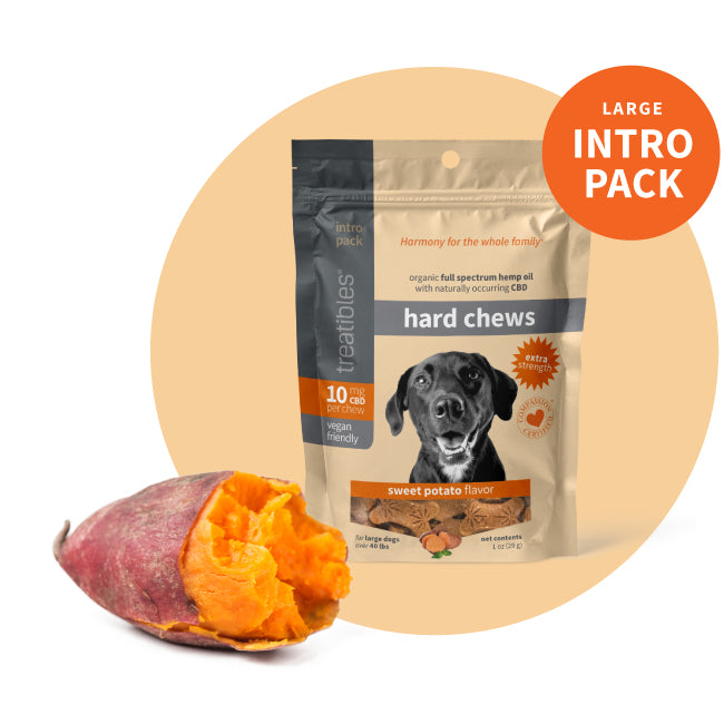 Treatibles Introductory Size GF Sweet Potato Extra Strength Hard Chews 10mg (7 ct) Hard Chew Dog Supplements - 1 oz Bag  