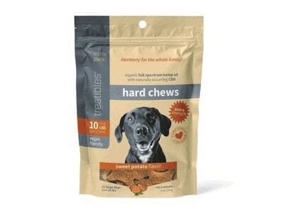 Treatibles Introductory Size GF Sweet Potato Extra Strength Hard Chews 10mg (7 ct) Hard Chew Dog Supplements - 1 oz Bag  