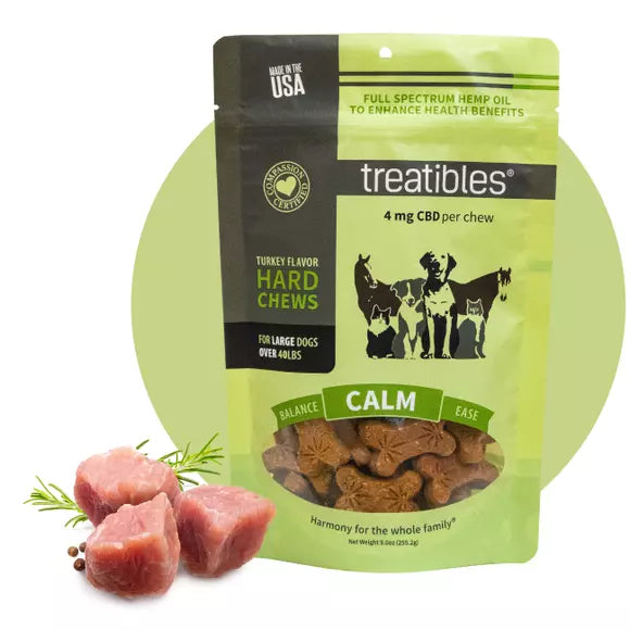 Treatibles Introductory Size Turkey Hard Chews 4mg (7 ct) Hard Chew Dog Supplements - 1 oz Bag  