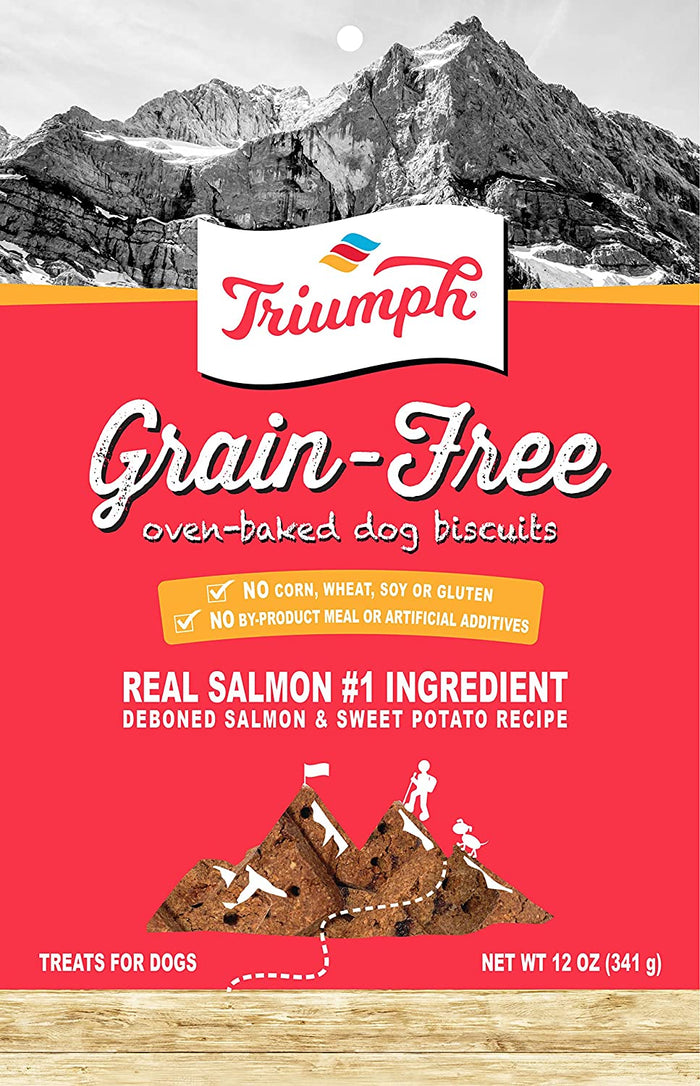 Triumph Free Spirit Grain-Free Oven Baked Deboned Salmon Dog Biscuits - 12 oz - Case of 6
