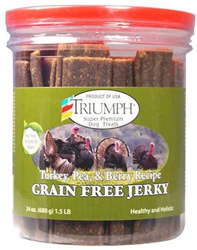 Triumph Grain-Free Turkey/Pea & Berry Jerky (Canister) Jerky Dog Treats - 24 oz - Case of 6