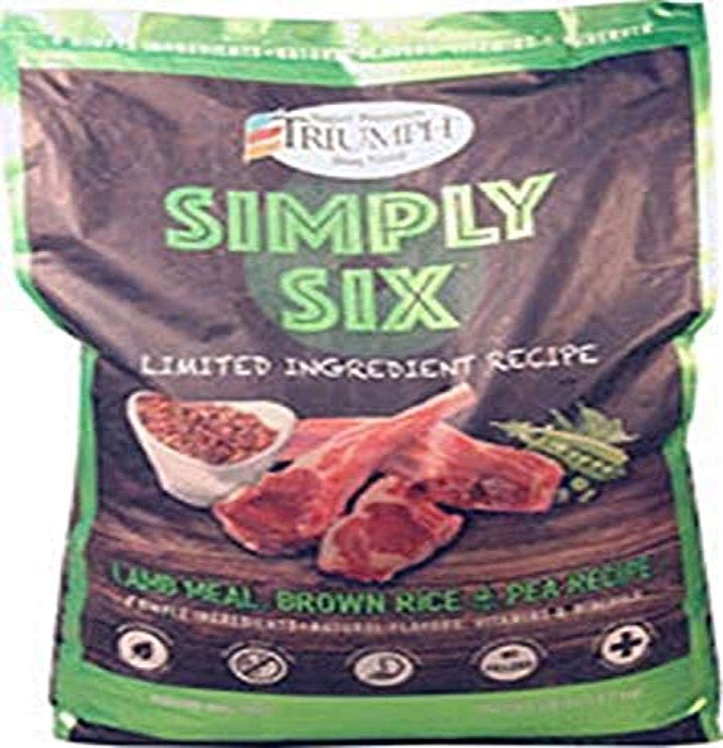 Triumph Simply Six Lamb Meal, Brown Rice & Pea Dry Dog Food - 28 lb Bag  