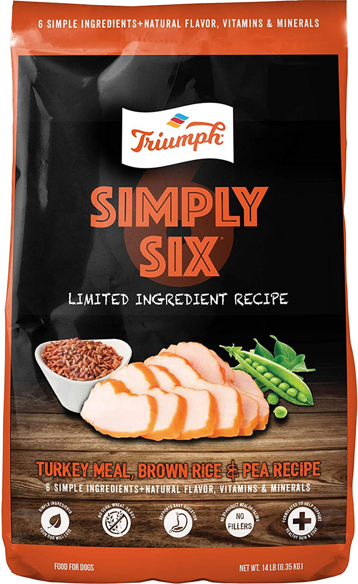 Triumph Simply Six Turkey Meal, Rice & Pea Dry Dog Food - 28 lb Bag