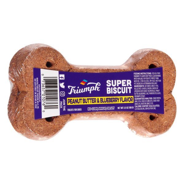 Triumph Super Single Peanut Butter & Blueberry Dog Biscuits - 2/15 Pack - 30 Count