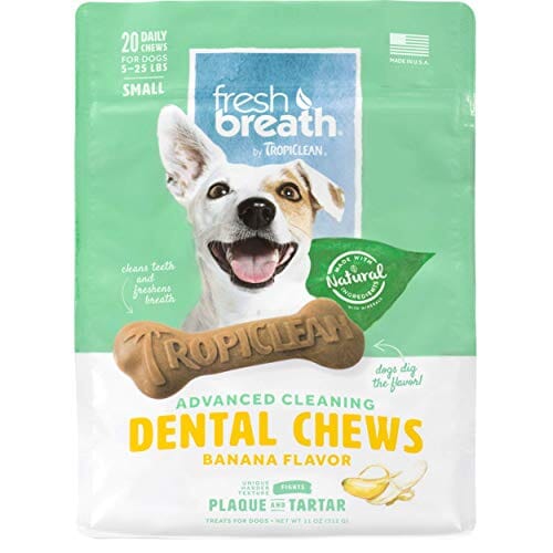 Tropiclean Dental Chews Banana 5-25lbs Dog Dental Treats - 11 Oz