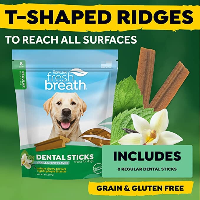 Tropiclean Dental Sticks for Large Dogs 25+ lbs Dog Dental Treats - 8 Oz  