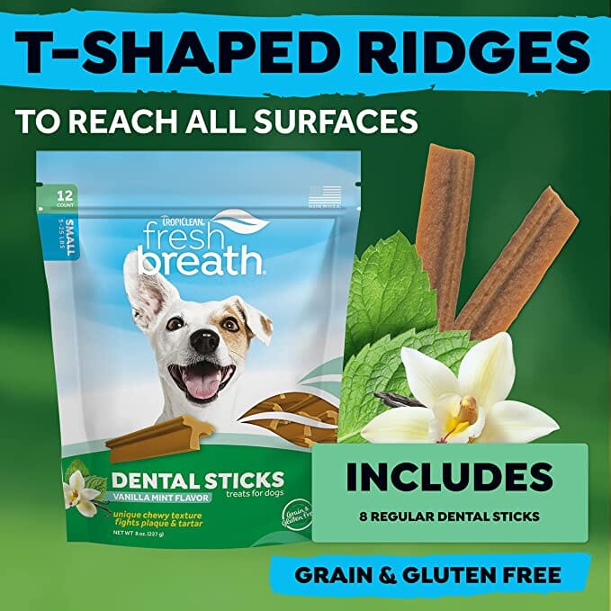 Tropiclean Dental Sticks for Small Dogs 5-25 lbs Dog Dental Treats - 8 Oz  