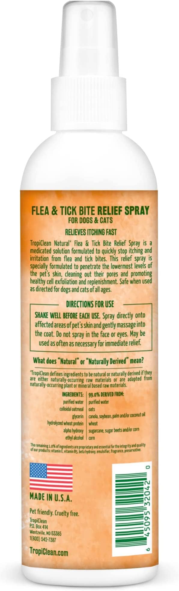 Tropiclean Flea & Tick Bite Relief Spray for Dogs & Cats - 8 Oz  