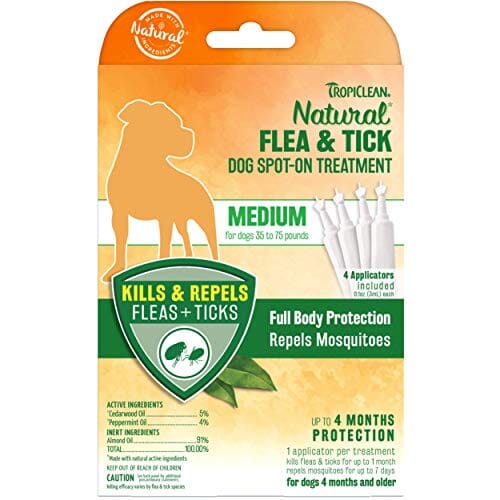 Tropiclean Flea & Tick Spot On Treatment for Medium Dogs 35lbs to 75lbs  