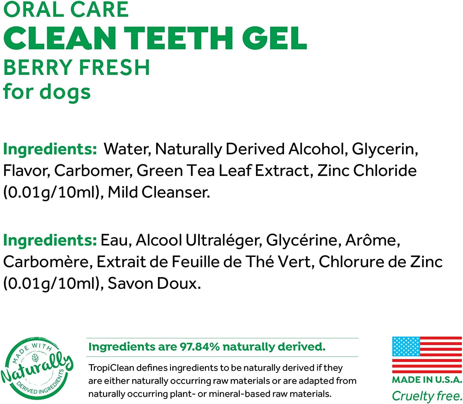 Tropiclean Fresh Breath No Brushing Clean Teeth Oral Care Gel Berry Clean - 2 Oz  