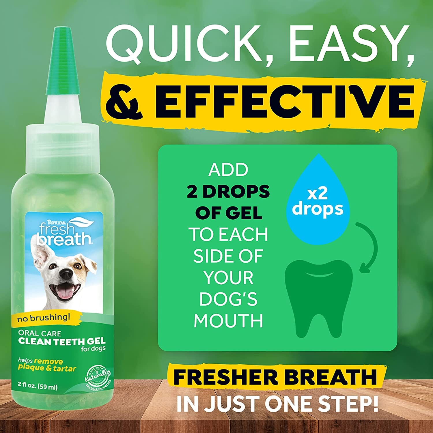 Tropiclean Fresh Breath No Brushing Clean Teeth Oral Care Gel for Dogs - 2 Oz  