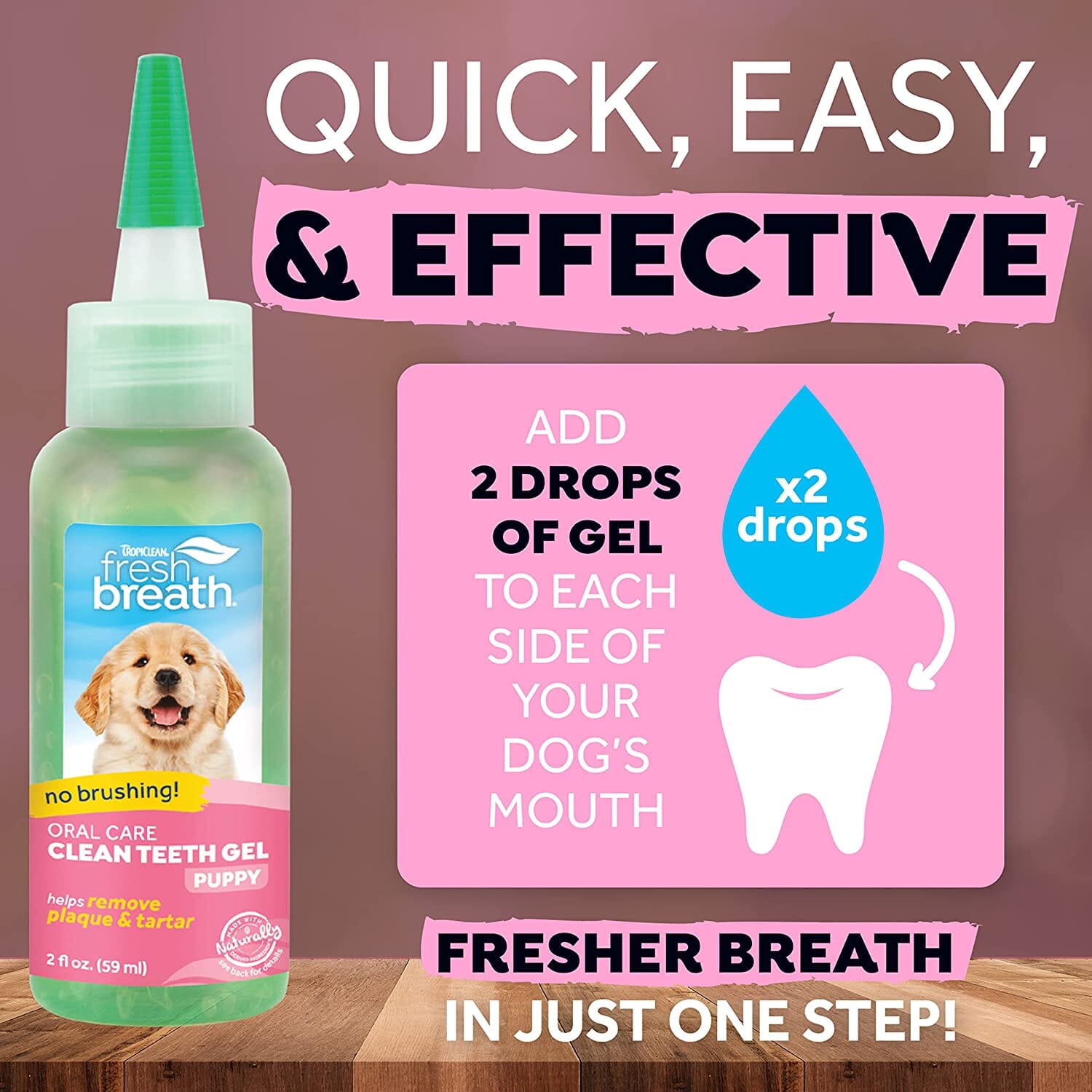 Tropiclean Fresh Breath No Brushing Clean Teeth Oral Care Gel for Puppies - 2 Oz  