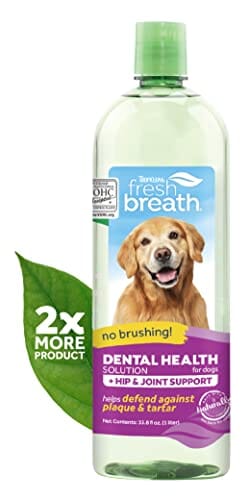 Tropiclean Fresh Breath Oral Care Dental Health Solution Plus Hip & Joint - 33.8 Oz