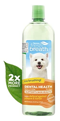 Tropiclean Fresh Breath Oral Care Dental Health Solution Plus Skin & Coat - 33.8 Oz  