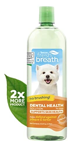 Tropiclean Fresh Breath Oral Care Dental Health Solution Plus Skin & Coat - 33.8 Oz