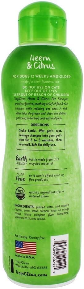 Tropiclean Neem and Citrus Cat and Dog Shampoo - 20 Oz  