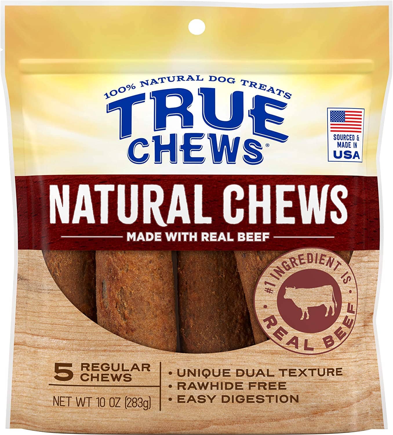 True Chews Natural Chews Natural Dog Chews - Beef - Reg - 5 Pack  