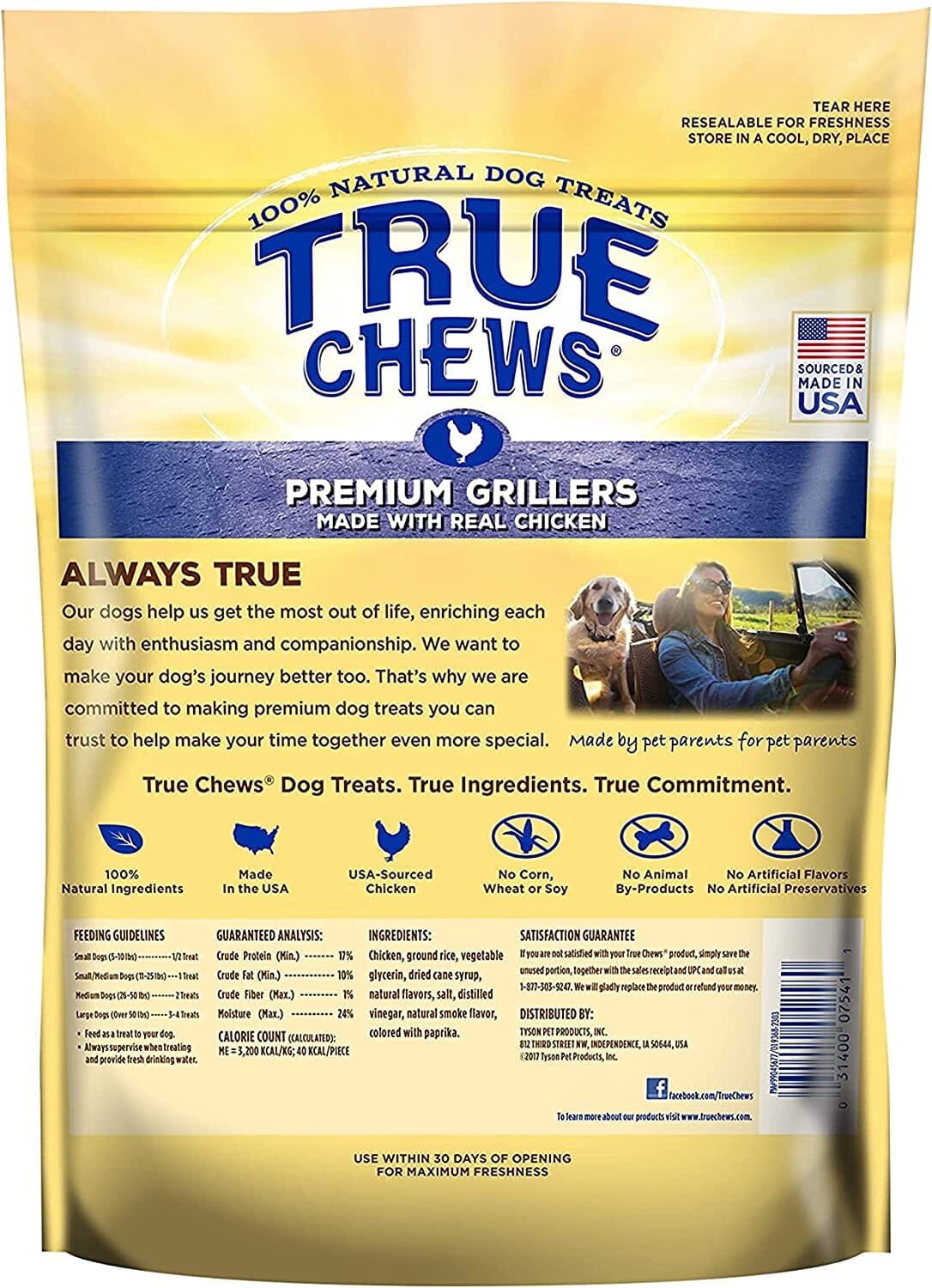 True Chews Premium Grillers Natural Dog Chews - Chicken - 12 Oz  