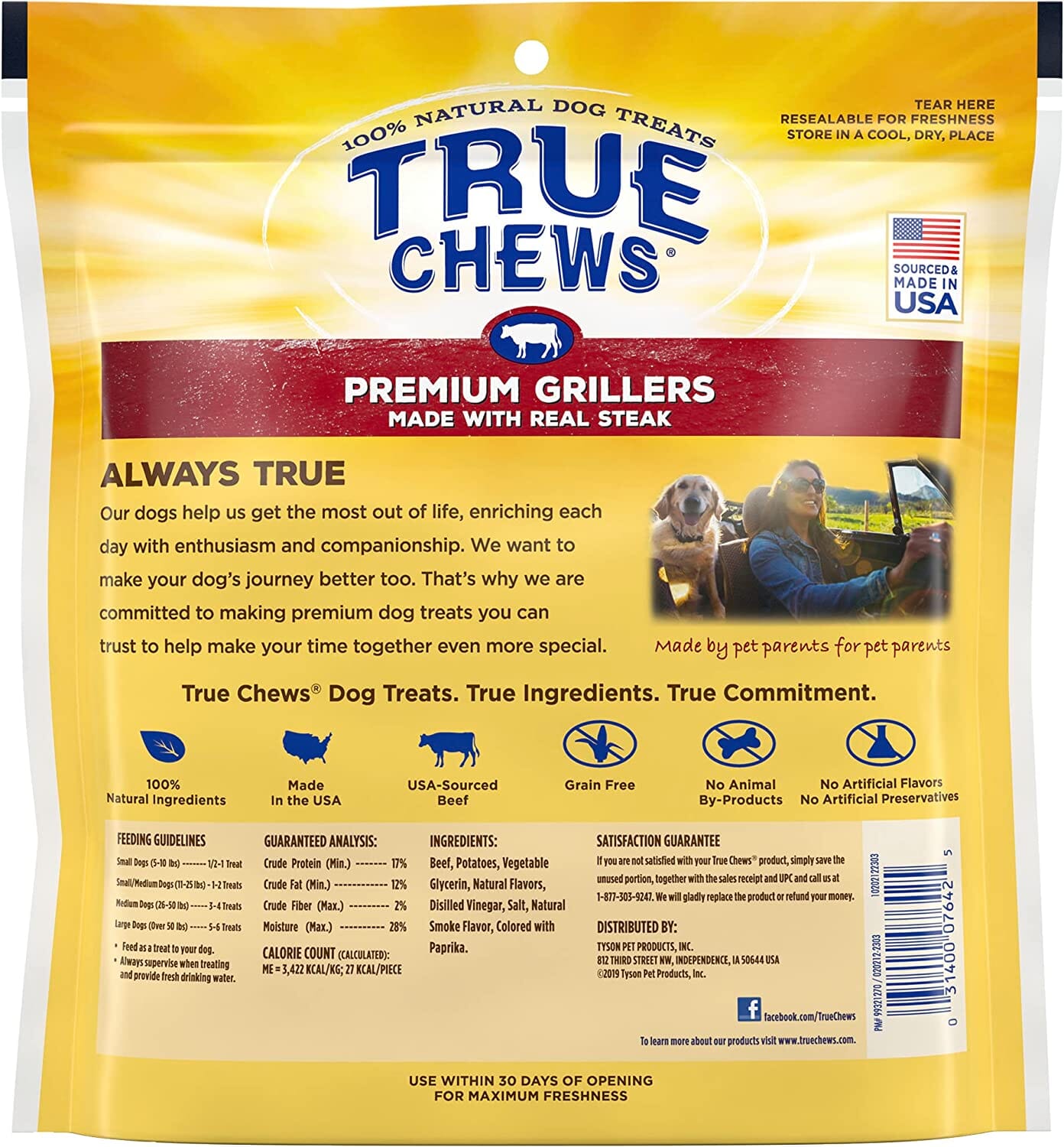 True Chews Premium Grillers Natural Dog Chews - Steak - 20 Oz  