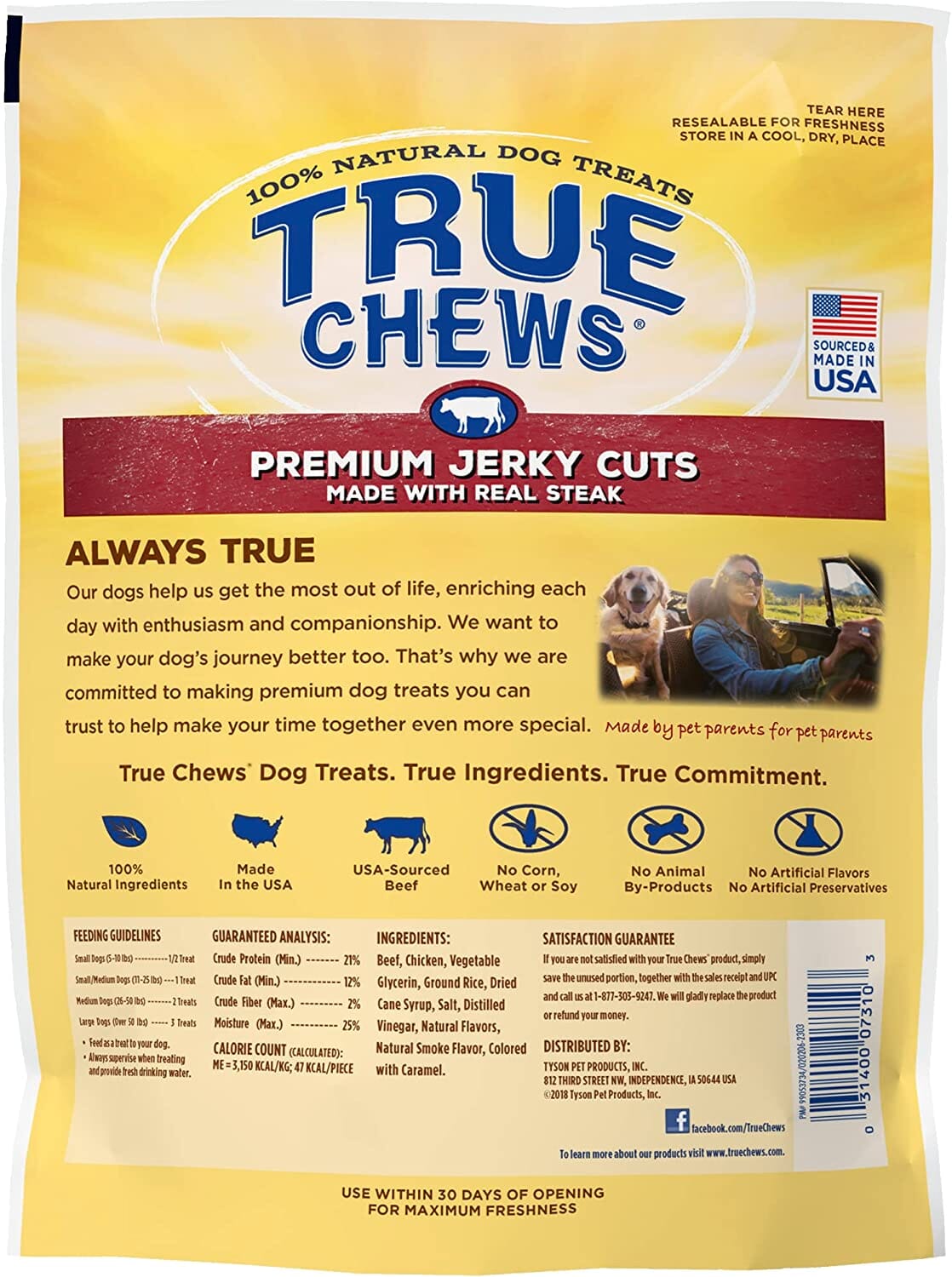 True Chews Premium Jerky Cuts Dog Jerky Treats - Sirloin Steak - 12 Oz  