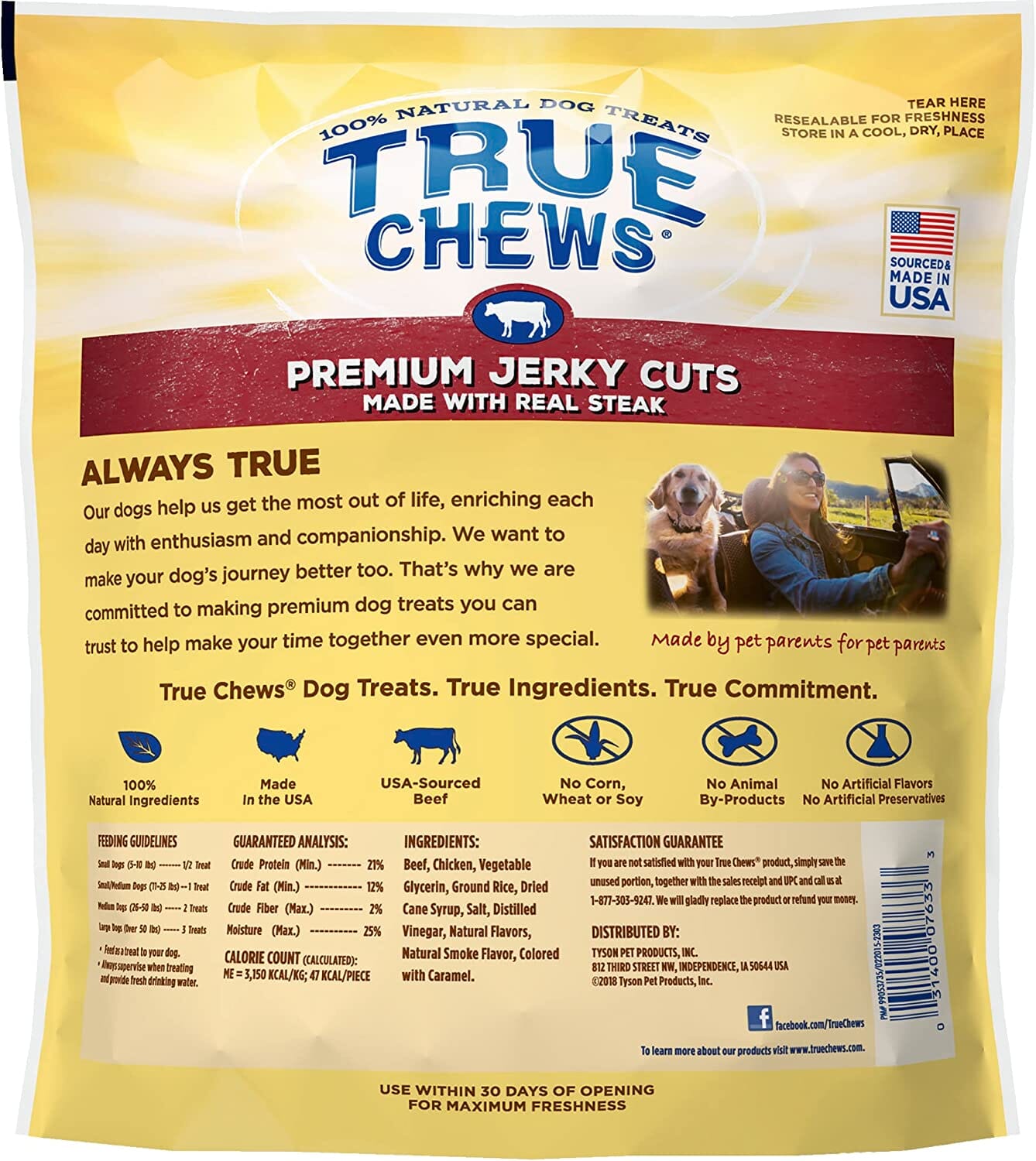 True Chews Premium Jerky Cuts Dog Jerky Treats - Sirloin Steak - 20 Oz  