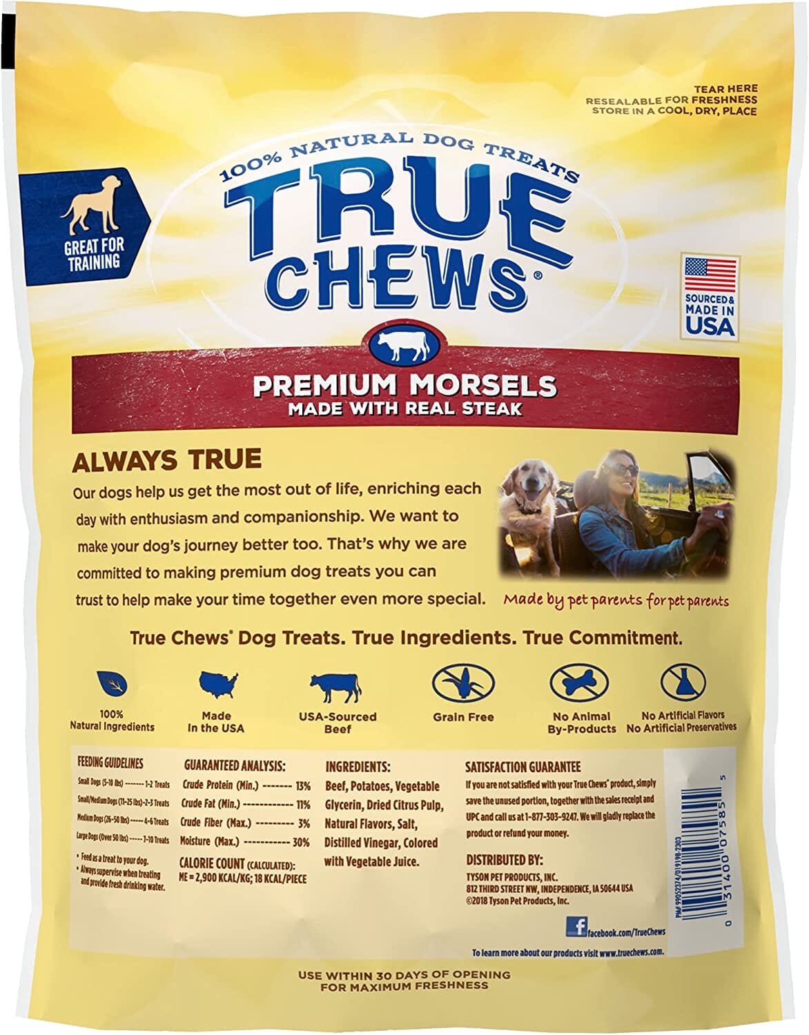 True Chews Premium Morsels Natural Dog Chews - Steak - 10 Oz  