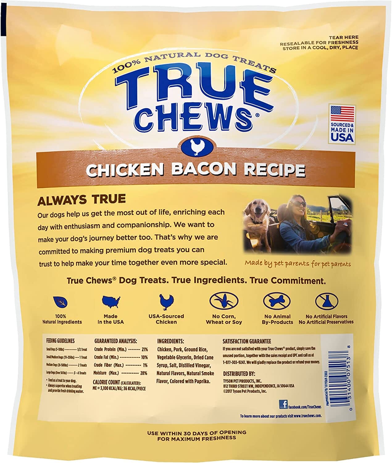 True Chews Premium Recipe Natural Dog Chews - Chicken Bacon - 12 Oz  