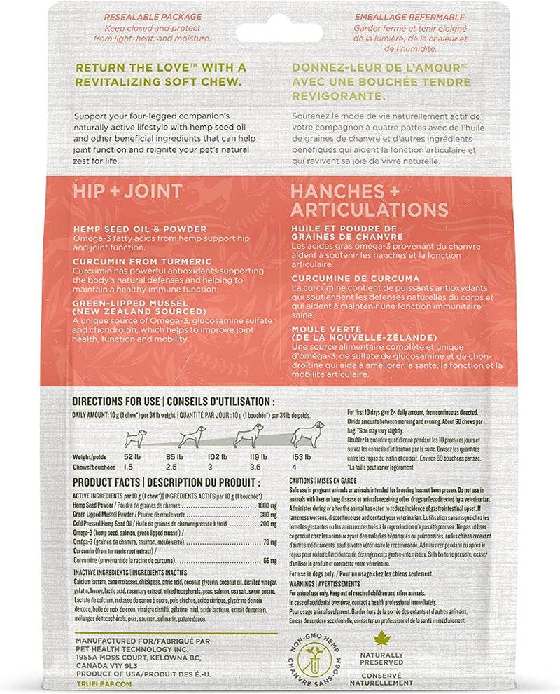 True Leaf Hip + Joint Support Hemp Seed Chews Dog Joint Care 21 Oz Pet Life