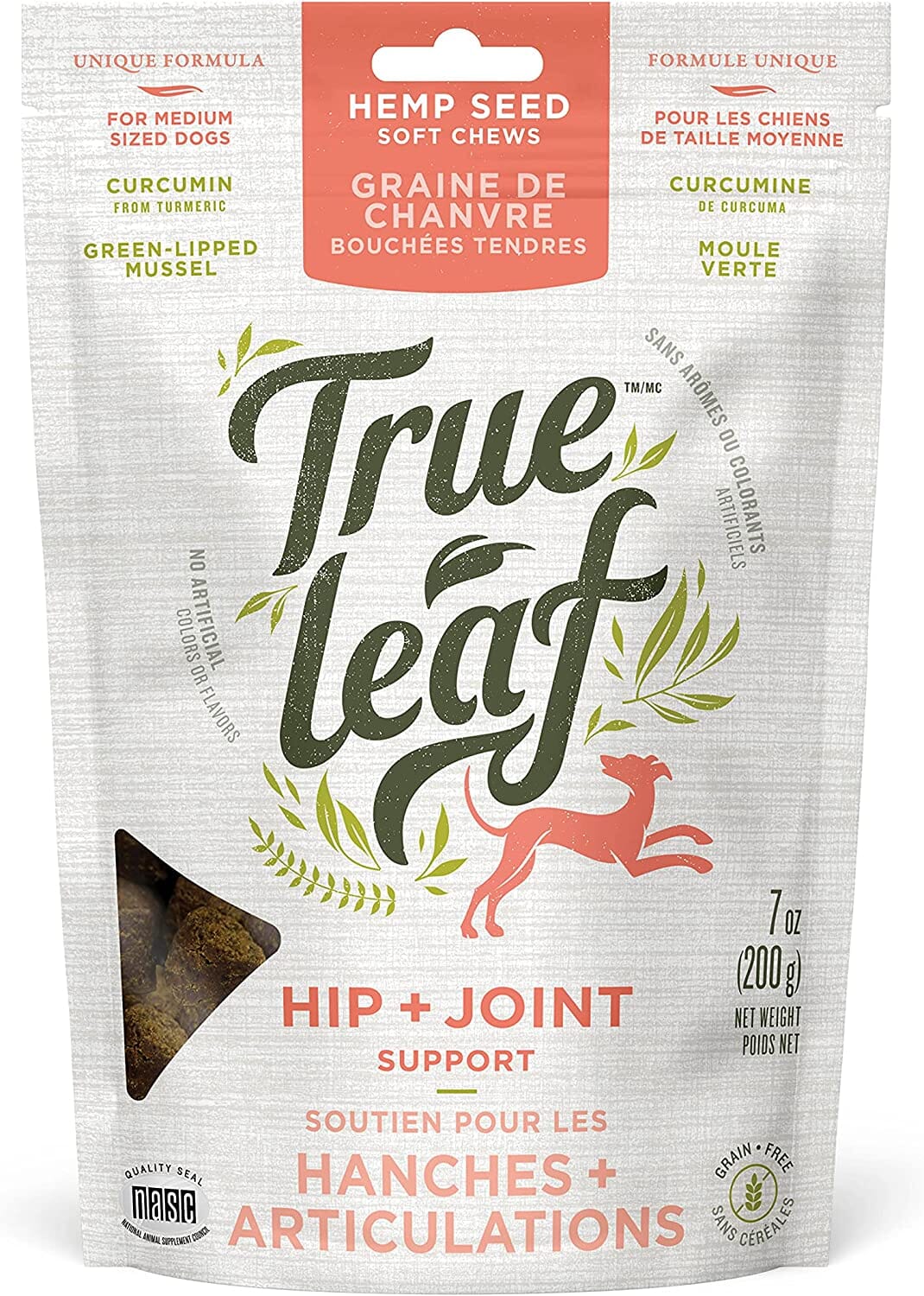 True Leaf Hip + Joint Support Hemp Seed Chews Dog Joint Care - 7 Oz  