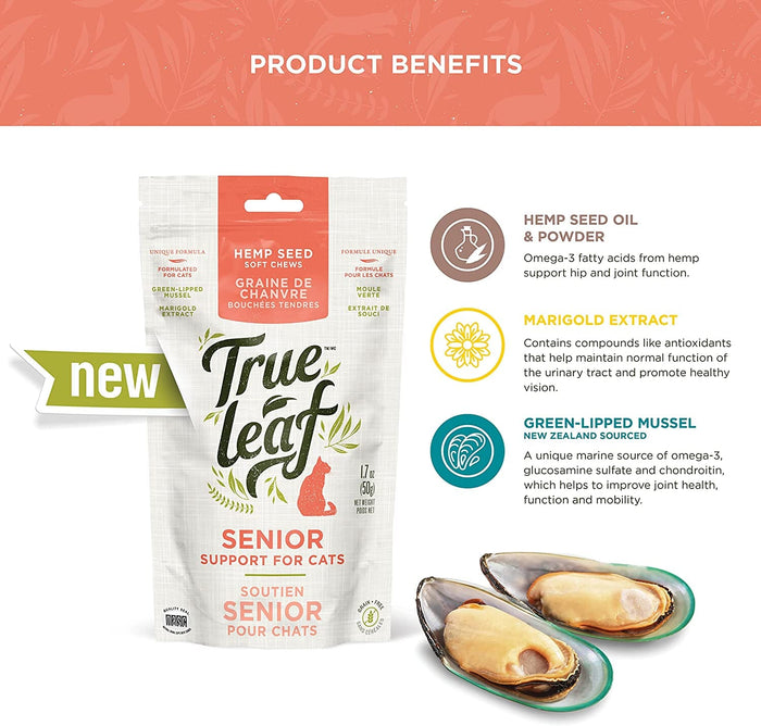 True Leaf Senior Support Hemp Seed Cat Supplements - 1.7 Oz