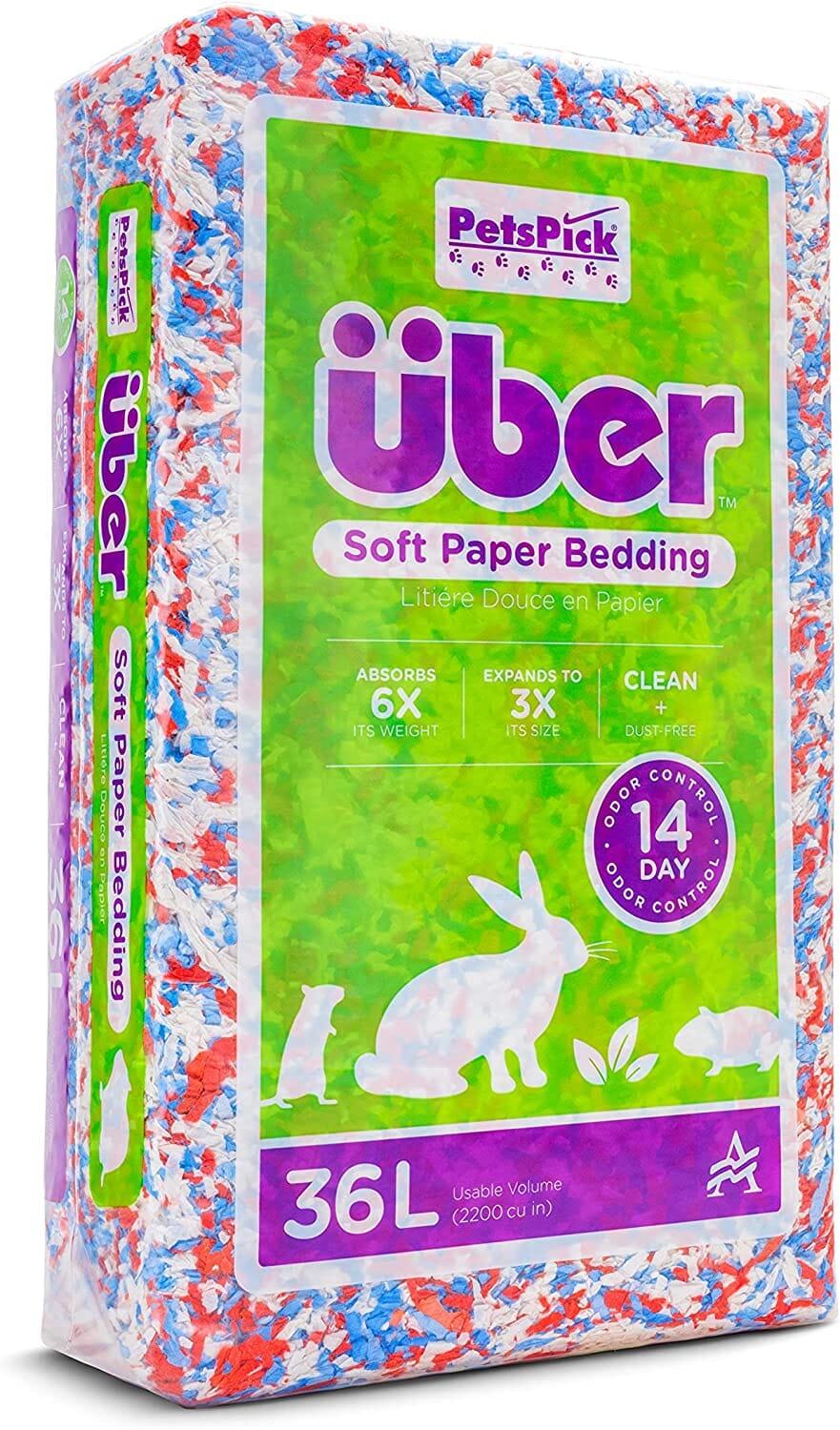 Uber Soft Paper Pet Bedding - Blue/White - 36 L  