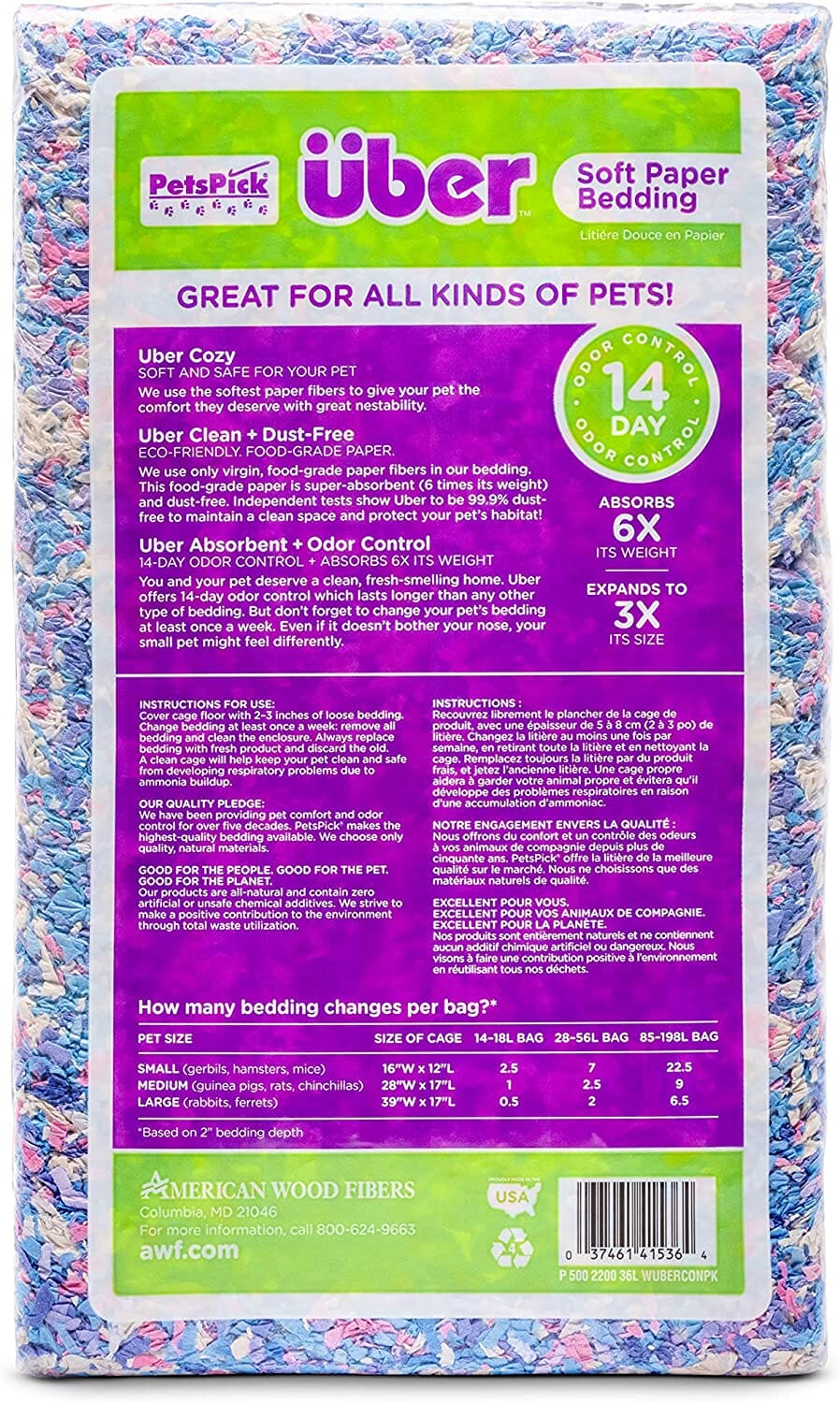 Uber Soft Paper Pet Bedding - Confetti - 36 L  