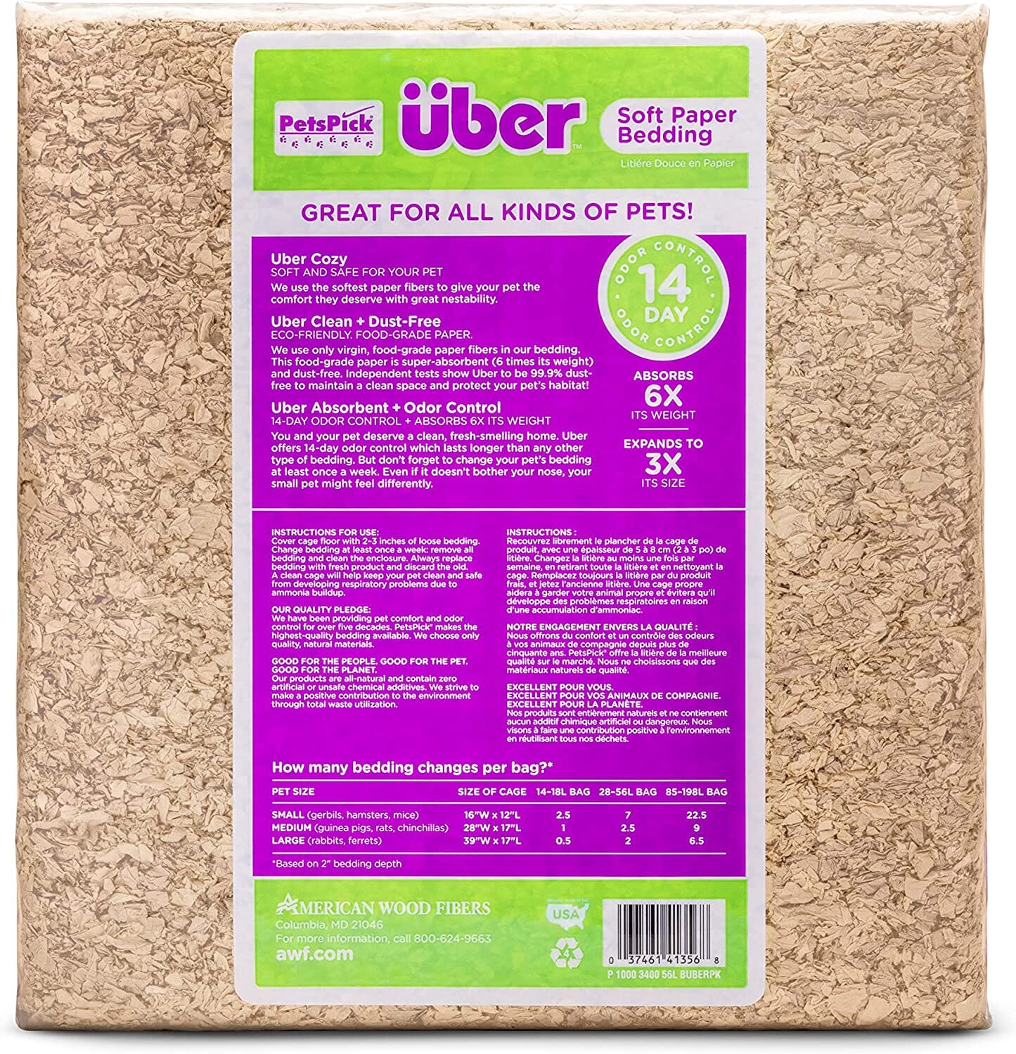 Uber Soft Paper Pet Bedding - Natural - 56 L  