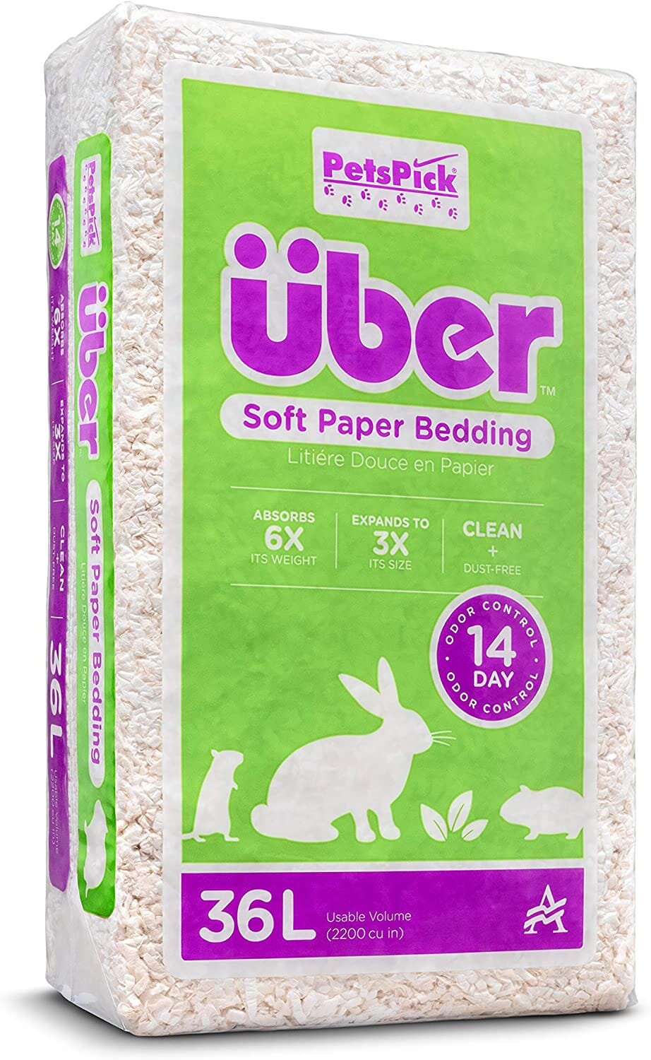 Uber Soft Paper Pet Bedding - White - 36 L  