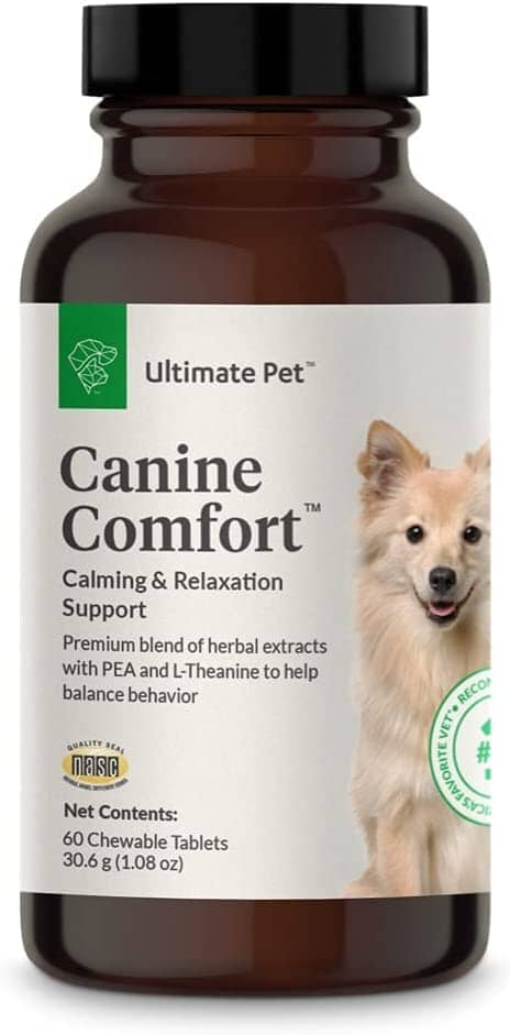 Ultimate Pet Nutrition Canine Comfort Tablets Calming Support Dog Supplements - 60 Count  